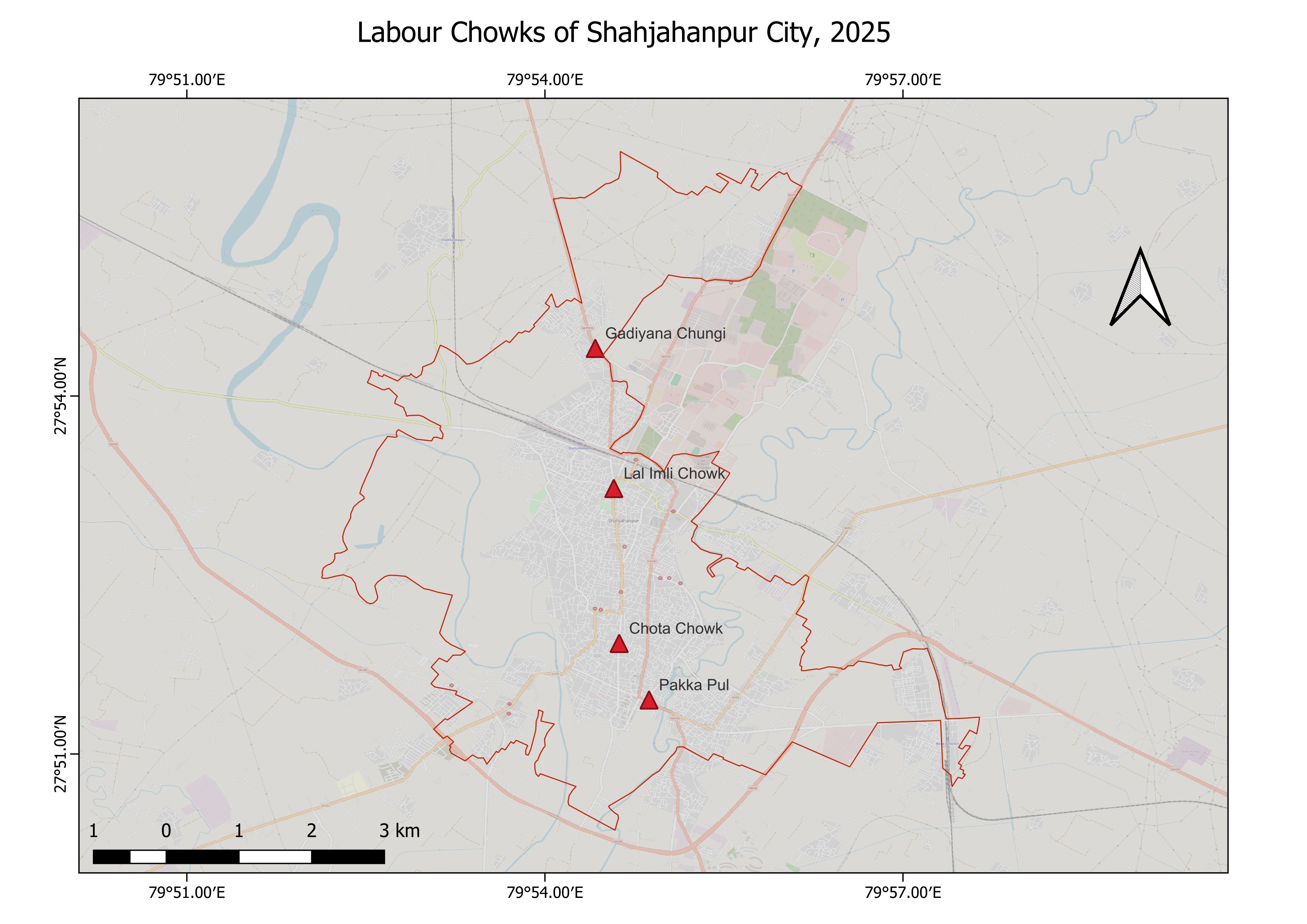 Labour Chowks of Shahjahanpur City, 2025